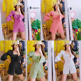 J13625 Jumpsuit จั๊มสูท คอเหลี่ยม แขนจั๊มระฆัง