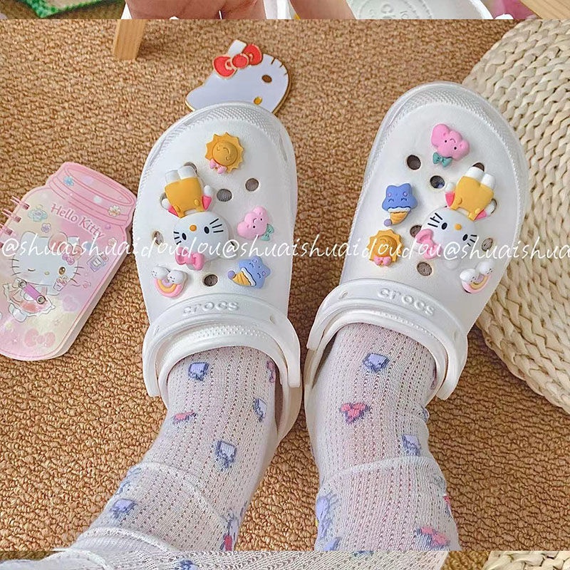 รองเท้า Hello Kitty Charm -croc s / Jibbitz / ปุ่ม / มีเสน่ห์ / Diy 10 ชิ้น