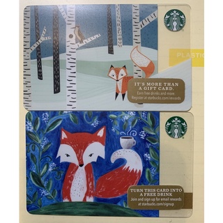 Starbucks usa card หมาจิ้งจอก ชุด 2 ใบ ใหม่ไม่ขูดพิน