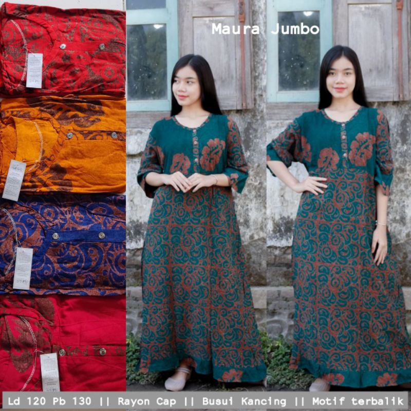 Daster MAURA CAP GOGO JUMBO LD 120-130 SIDE STRAP BUSUI BATIK CAP PEKALONGAN