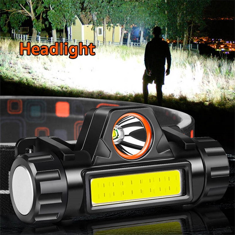 ไฟฉายคาดหัว Q5+COB 1500LM มีแม่เหล็กด้านข้าง USB Rechargeable Mini Headlight ไฟคาดหัว No.YC129