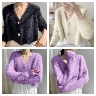 [พร้อมส่ง] เสื้อคลุมกันหนาว ไหมพรม short mink เอวลอย