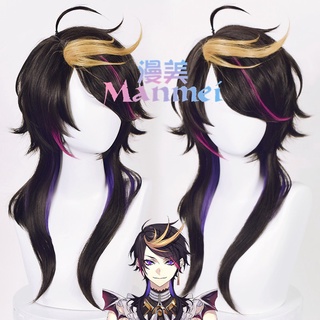 Manmei VTuber Shu Yamino Cosplay Wig NIJISANJI Luxiem 2022 Long Black Hair Heat Resistant Synthetic Wigs