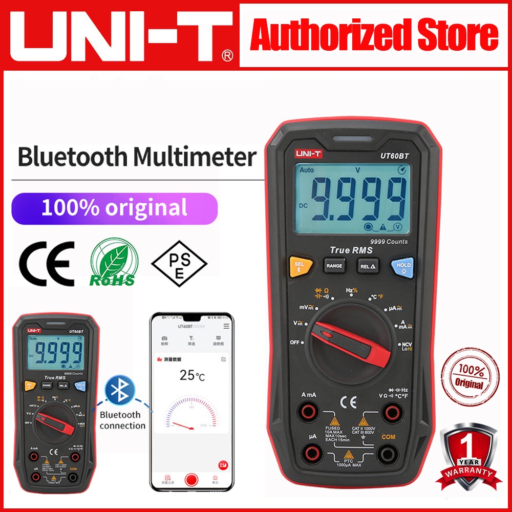 Uni-t มัลติมิเตอร์ดิจิทัล UT60S UT60BT 1000V AC DC โวลต์มิเตอร์ ...
