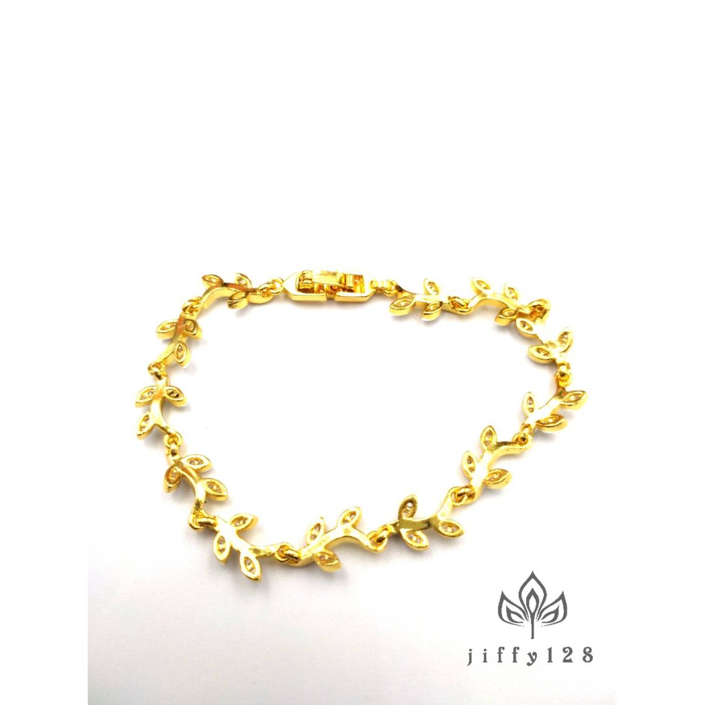 jewelryshop365  K209 สร้อยข้อมือใบมะกอกงานไมครอน  ใส่อาบน้ำลงน้ำทะเลได้ ไ่มแพ้ - รูปที่ 2