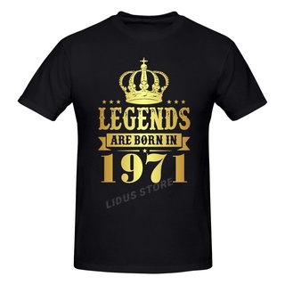 เสื้อยืดสีขาวเสื้อยืดผ้าฝ้าย 100% พิมพ์ลายกราฟฟิค legends are born in 1971 51 years for the 51st สไตล์ฮาราจูกุ ของขวัญวั