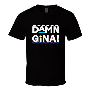 ใหม่ เสื้อยืดลําลอง แขนสั้น พิมพ์ลาย Damn Gina Funny Retro 90S สีดํา สไตล์คลาสิก ของขวัญ สําหรับผู้ชายS-5XL