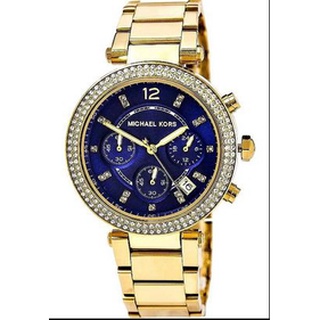 MICHAEL KORS MK6262 Gold Parker Chronograph Blue DIAL Womens Watch