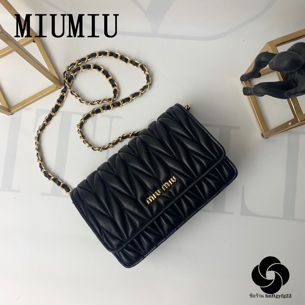 MiuMiu]  กระเป๋าแบรนด์ของแท้กระเป๋าถือกระเป๋าสะพายกระเป๋าถือสุภาพสตรีกระเป๋าโซ่ -  hnftgyfg22 - ThaiPick