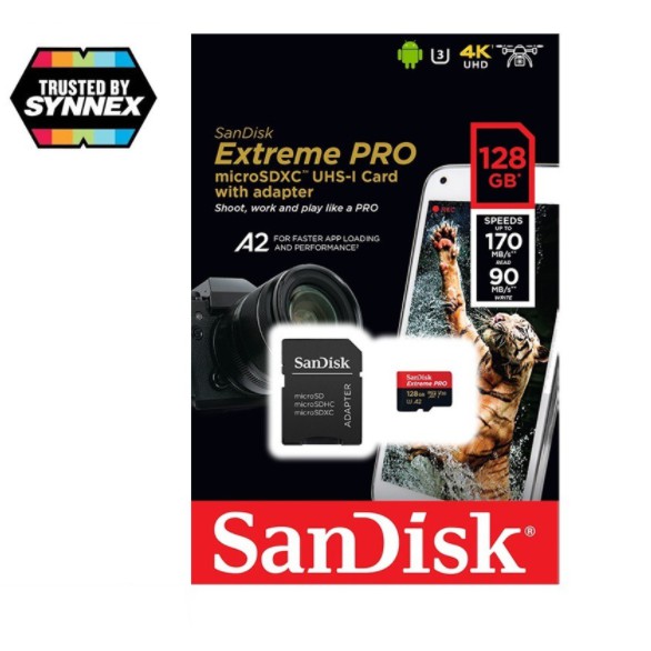 SanDisk Extreme Pro microSDXC 128GB 170MB/S, 90MB/S รับประกันโดย Synnex