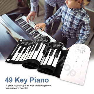 เปียโนแบบยางพกพา 49 คีย์ ม้วนเก็บได้ Portable 49 Keys Flexible Roll Up Piano Electronic Soft Keyboard Piano