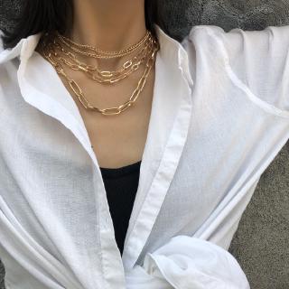 Fashion Women Layered Link Chain Chokers Necklace