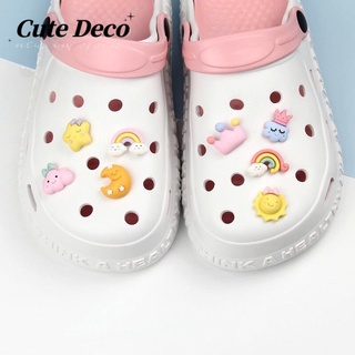 【 Cute Deco 】 CuteRainbow Cloud (8 แบบ) Star / Sun / Rainbow Charm Button Crocs / Cute Jibbitz Croc Shoes DIY / Charm วัสดุเรซิ่น สําหรับ DIY