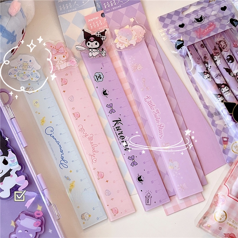 Sanrio ไม้บรรทัดหมุนได้ ลายการ์ตูน Kuromi Melody น่ารัก อุปกรณ์เครื่องเขียน สําหรับนักเรียน สํานักงาน