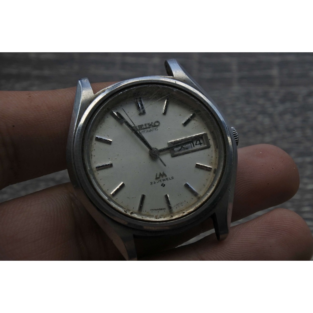 นาฬิกา Seiko Lordmatic LM 5606 8061 Vintage ผู้ชาย สายสแตนเลส แท้มือสองญี่ปุ่น  Automatic 38mm เสีย ต้องล้างเครื่อง