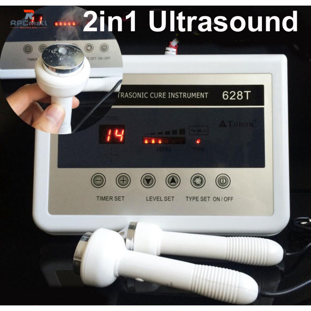 ใหม่ 2in1 Ultrasonic Facial Body Pain Relief Therapy กําจัดริ้วรอย Skin Care