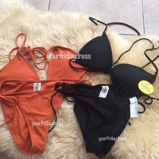 ชุดว่ายน้ําบิกินี่ ทรงสามเหลี่ยม สีดํา สีแดง F21 Monokini Forever 21 [1 ชุด]