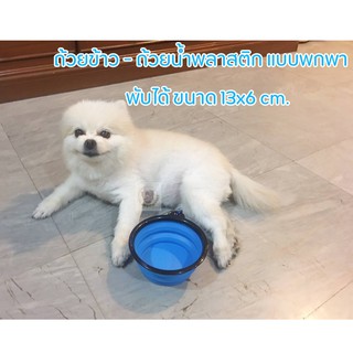 ชามข้าวสุนัข ชามแบบพกพา Pet Water Feeder(Travel Size) ที่ให้น้ำสัตว์เลี้ยงพับเก็บได้ ขนาด 13x6 ซม.