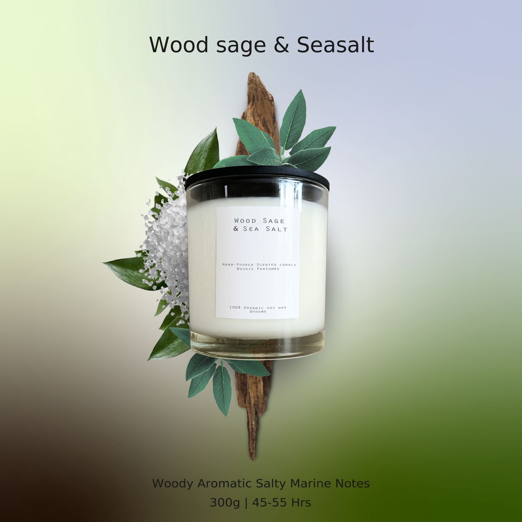 เทียน led เทียนหอม กลิ่น Jo.L WOOD SAGE & SEA SALT 300g / Soy wax candle10.14 oz Double wick candle 