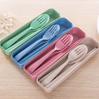 rice straw spoon set ชุดช้อนส้อมตะเกียบพกพา