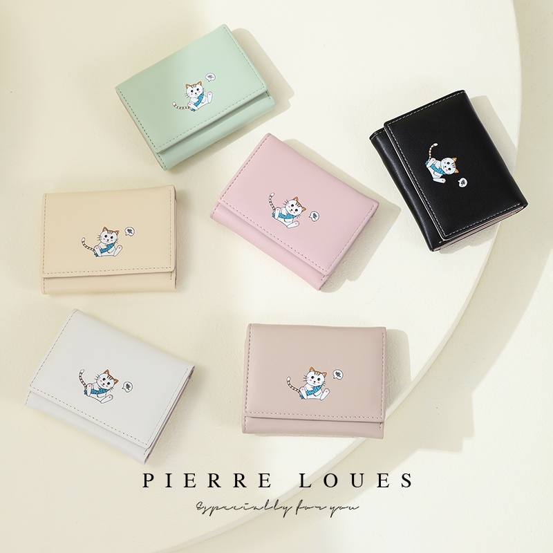 กระเป๋าสตางค์ PIERRE LOUES（Forever Young） กระเป๋าสตางค์ใบสั้น 3 พับสำหรับผู้หญิง กระเป๋าผู้หญิง TPQ41