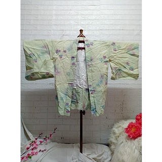 HA 27 ฮาโอริสีเขียวผ้าไหมลายดอกไม้