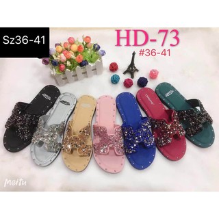 HD-73รองเท้าสวมHแฟชั่น วิบวับ สวยมาก มีให้เลือก7สี ไซส์36-41เท้าอวบ+1ไซส์