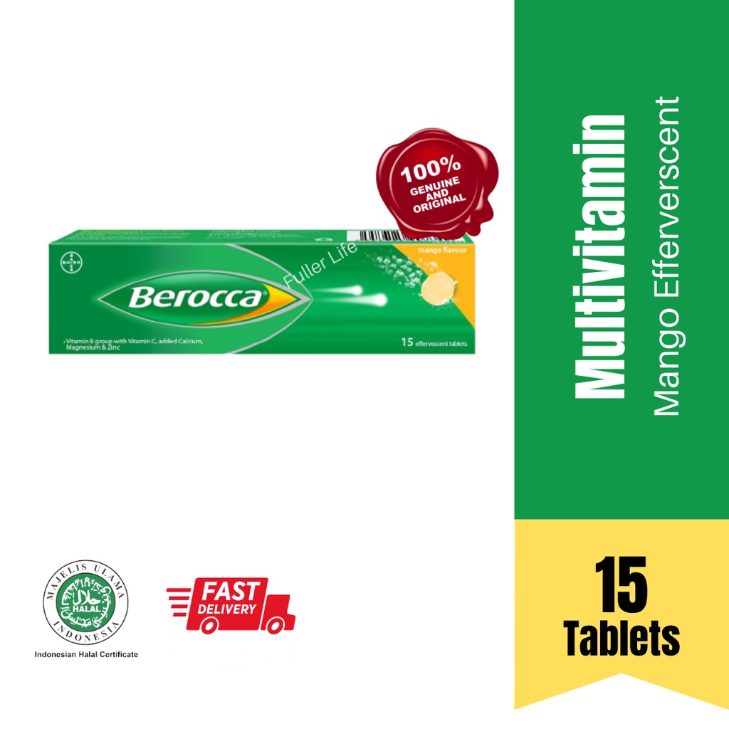 Berocca เม็ดฟู่ Mango Multivitamin เพิ่มพลังงานและประสิทธิภาพ (15s)