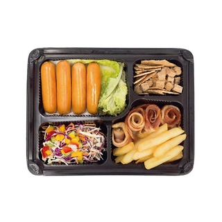 เอโร่ ถาดอาหาร 4 ช่อง พร้อมฝา แพ็ค 25 ชุด101220aro Lunch Box 4 Hole x 25 pcs Aero Food Tray 4 Compartment with Lid Pack