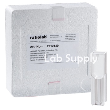 Disposable Cuvettes, Semi-micro cuvette, PS 1.6 ml. 100pcs/box (คิวเวตต์พลาสติก, คิวเวท)