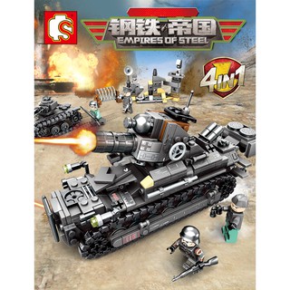 ProudNada Toys ของเล่นเด็ก ตัวต่อ รถถัง ทหาร (แพ็ค 4 กล่องสุดคุ้ม) S SEMBO BLOCK EMPIRES OF STEEL 957+PCS 101