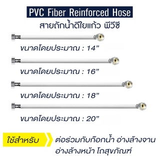 สายถักน้ำดีใยแก้ว พีวีซี ความยาว 14" / 16" / 18" / 20" [OL/KP]