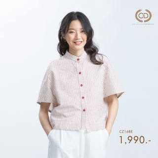 C&amp;D  เสื้อผู้หญิง  Red Minimal Blouse ลายปัก “ไข่ปลาสีแดง”(CZ16RE)