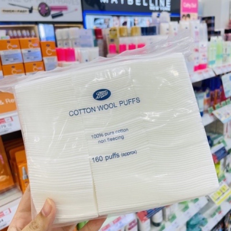 🧻สำลีแผ่น เช็ดหน้า boots 🦠ซองเล็ก/ใหญ่ 100/160 แผ่น🧧Cotton wool puffs 100% pure cotton non fleecing 