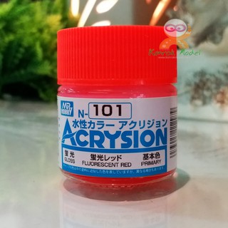 สีสูตรน้ำ Acrysion N101 FLUORESCENT RED (Gloss) 10ml