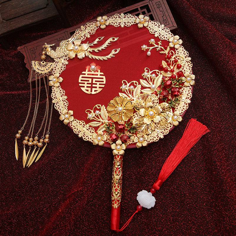 พร้อมส่ง พัดเจ้าสาวจีนโบราณสไตล์หรูหรา พัดบังหน้า รูปที่ 4