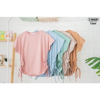 เสื้อคอกลมผ้านิ่ม รูด2ข้างสีหวานจับใจ