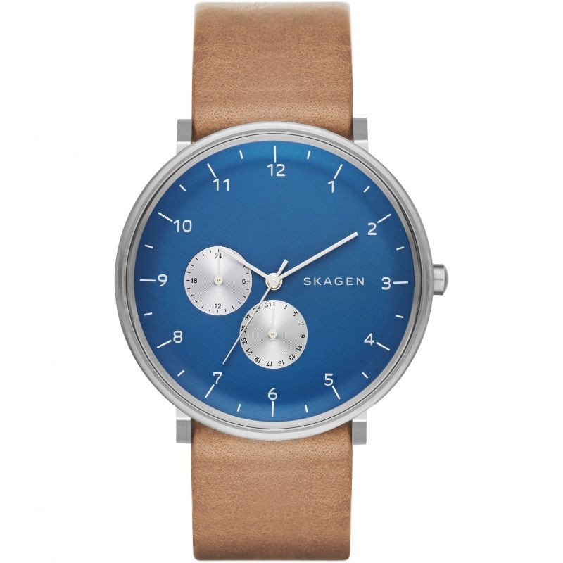 นาฬิกาผู้ชาย แบรนด์เนม Skagen Men's Quartz Watch with Black Dial Analogue Display Quartz Leather SKW6167 ของแท้ 100%