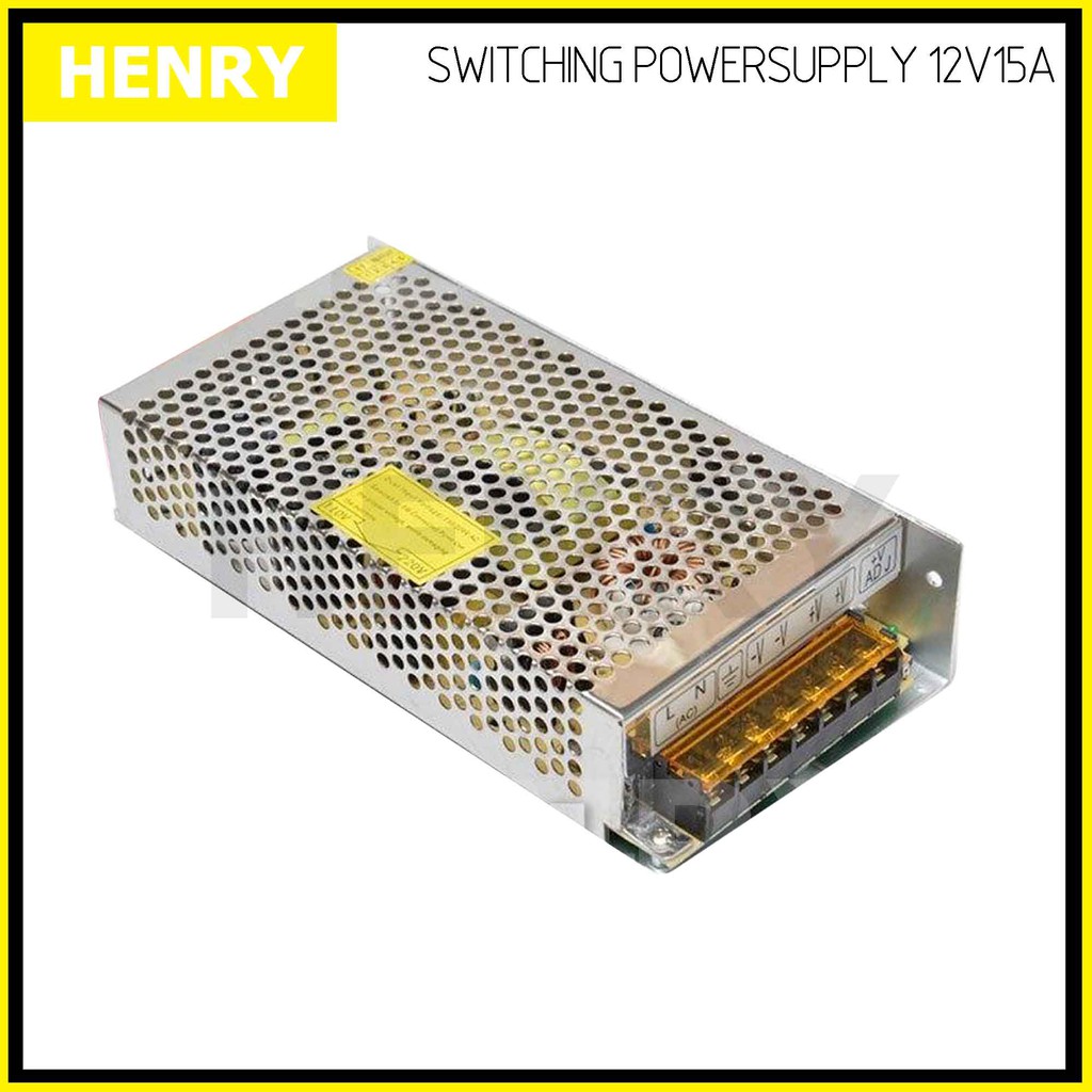 Henry  สวิทชิ่งเพาเวอร์ซัพพลาย 180 วัตต์ DC 12V โวลท์ 15A แอมป์  Switching Power Supply 220V AC to 12V DC 15A Power 180W