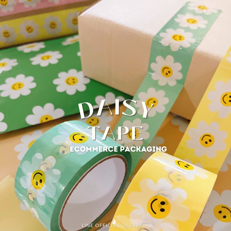 เทป 2 นิ้ว 50 หลา (ม้วน) ลายเดซี่ DAISY 3 สี OPP tape Box Tape Packing Tape
