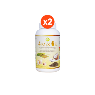 สุภาพโอสถ 4 Mix Oil โฟร์ มิกซ์ ออยล์ น้ำมันสกัดมะพร้าว, รำข้าว, งาขี้ม้อน, กระเทียม 250 แคปซูล รวม 2 กระปุก