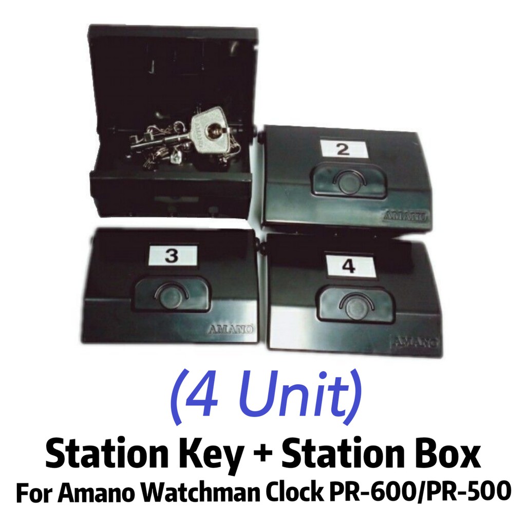 กุญแจสถานี Amano พร้อมกล่องสําหรับนาฬิกา Amano Watchman PR-500 / PR-600 (4 ตัว)