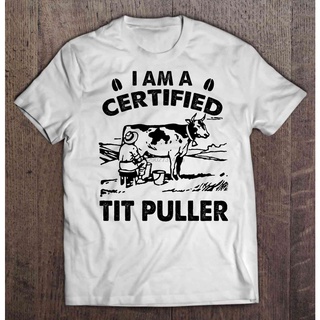 [S-5XL] เสื้อยืด พิมพ์ลาย I Am A Certified Tit Puller สีขาว สไตล์คลาสสิก แฟชั่นสําหรับผู้ชาย 2 ชิ้น