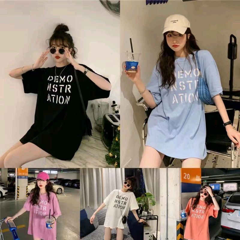 🚀ส่งเร็ว🚀 เสื้อยืด DEMO - Over zise สไตล์เกาหลีน่ารัก โอเวอร์ไชส์เสื้อยืดผ้านิ่ม เเขนสั้น เนื้อผ้า*8860*