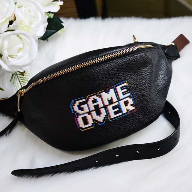 BELT BAG IN REFINED PEBBLE LEATHER WITH PAC-MAN GAME OVER COACH  F72909