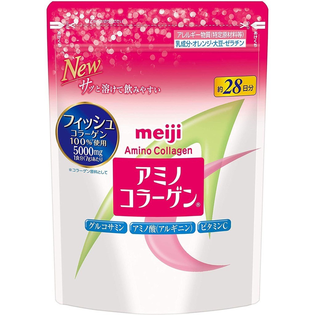 Meiji Amino Collagen เมจิ อะมิโน คอลลาเจนชนิดผง (สูตรปกติ-ซองขาวชมพู)