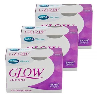 Mega We Care Glow Enhanzบำรุงอย่างล้ำลึก ลดรอยแผลจากสิว3กล่อง(30แคปซูล/กล่อง)