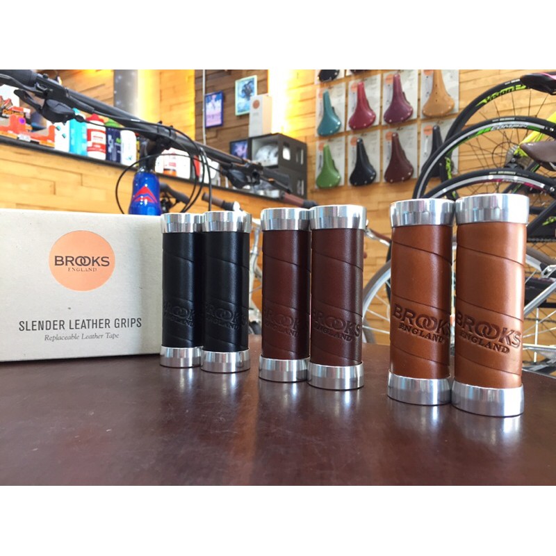 BROOKS ENGLAND: ปลอกแฮนด์หนัง BROOKS SLENDER GRIPS 100/100 mm