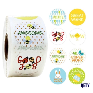 (QETY)500pcs/roll animals reward stickers sticker school encouragement sticker