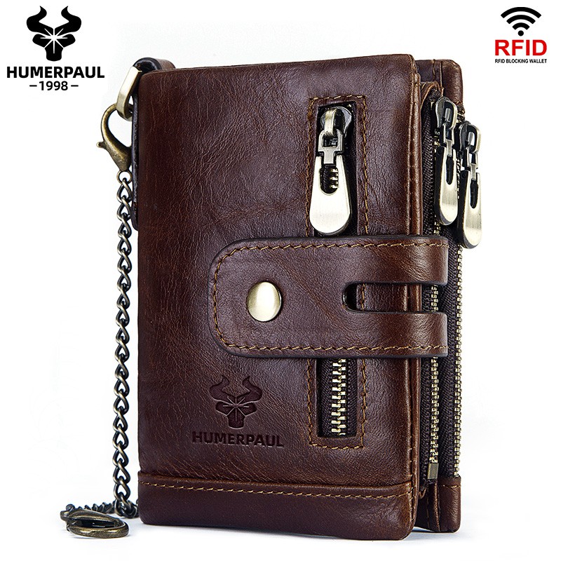 HUMERPAUL RFID Genuine Cowhide Leather Luxury Purse Casual Small Mini ...